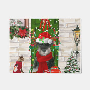 Schnauzer Dog Christmas  Doormat