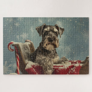 Schnauzer Dog Christmas Festive Jigsaw Puzzle