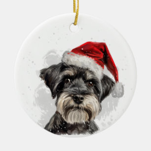 Schnauzer Dog Christmas Personalized Ceramic Ornament