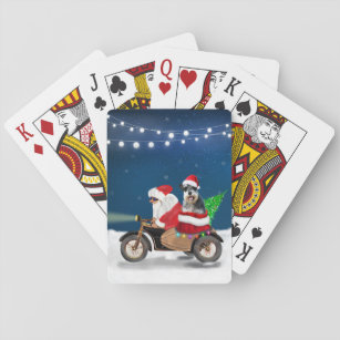 Schnauzer Dog Christmas Santa Claus Playing Cards