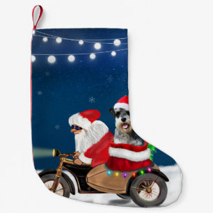 Schnauzer Dog Christmas Santa Claus Small Christmas Stocking