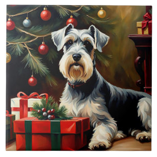 Schnauzer Dog Christmas Tile