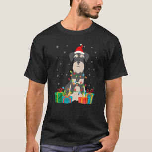 Schnauzer Dog Christmas Tree Lights Puppy T-Shirt