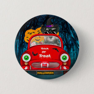 schnauzer Dog Driving Car Scary Halloween 2 Inch Round Button