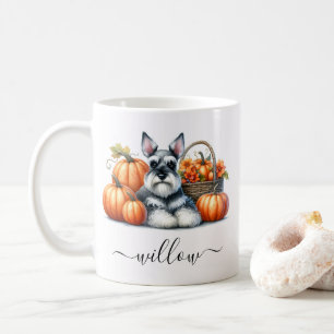 Schnauzer Dog Fall Mug with Personalized Name
