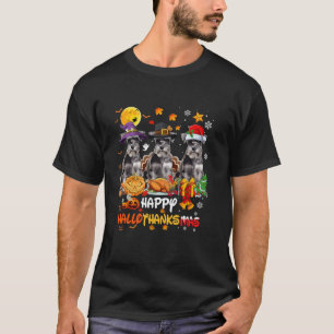 Schnauzer dog Happy Halloween Thanksgiving Merry C T-Shirt