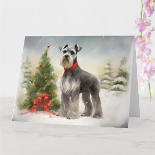 Schnauzer Dog in Snow Christmas Card