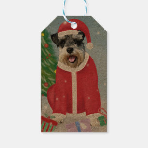 Schnauzer Dog in Snow Christmas  Gift Tags