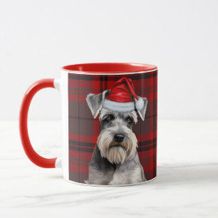 Schnauzer Dog Lover Holiday Red Plaid Christmas Mug