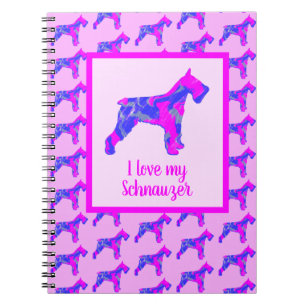 Schnauzer Dog Lover Pink & Blue Silhouette Notebook
