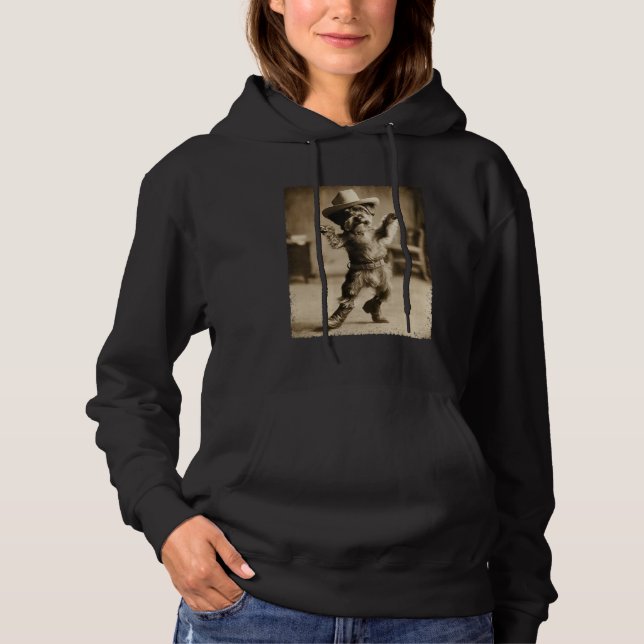 Schnauzer Dog Meme Silly Cowboy Funny Hoodie (Front)