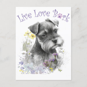 Schnauzer Dog Mom Floral Postcard