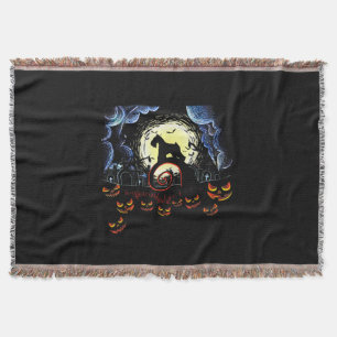 Schnauzer Dog & Moon Funny Halloween Costume gift Throw Blanket