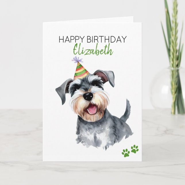 Schnauzer Dog Personalized Happy Birthday  Card (Front)
