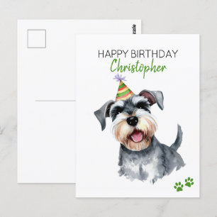 Schnauzer Dog Personalized Happy Birthday  Postcard