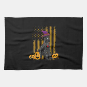 Schnauzer Dog Pumpkin USA flag Halloween Costume Kitchen Towel