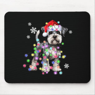 Schnauzer Dog Reindeer Christmas Lights Ugly Xmas Mouse Pad