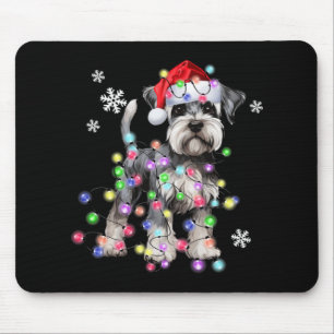 Schnauzer Dog Reindeer Christmas Lights Ugly Xmas  Mouse Pad