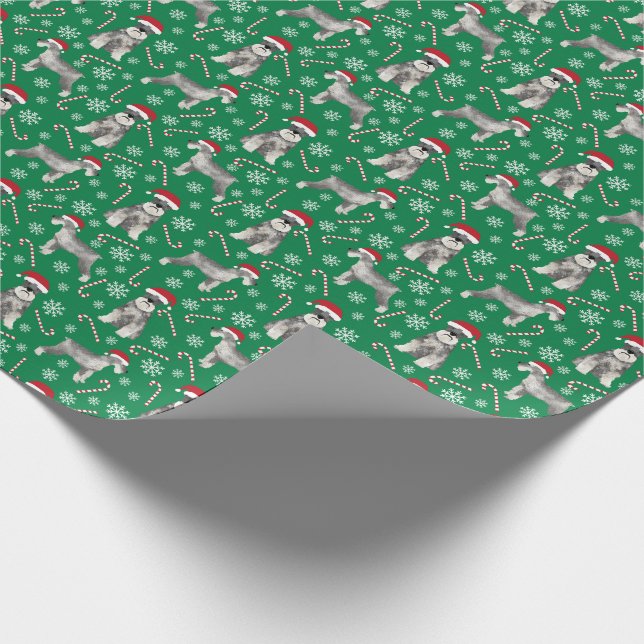 Schnauzer Dog Santa Paws Cute Christmas Wrapping Paper (Corner)