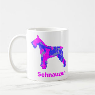Schnauzer Dog Silhouette Crazy Hot Pink Coffee Mug
