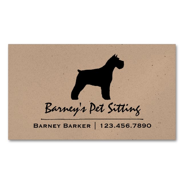 Schnauzer Dog Silhouette Magnetic Business Card (Front)