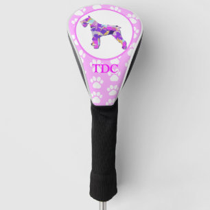 Schnauzer Dog Silhouette Paw Pink PY&B Golf Head Cover
