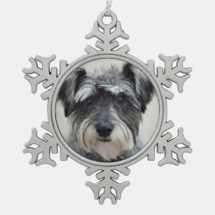 Schnauzer Dog Snowflake Pewter Christmas Ornament