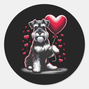 Schnauzer Dog Valentine's Day Dog Owner Valentine  Classic Round Sticker