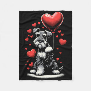 Schnauzer Dog Valentine's Day Dog Owner Valentine  Fleece Blanket