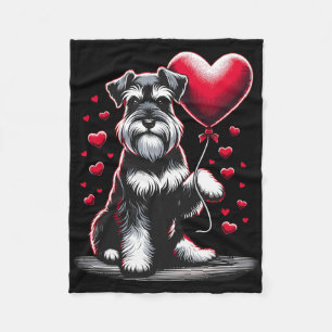 Schnauzer Dog Valentine's Day Dog Owner Valentine Fleece Blanket