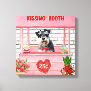 Schnauzer Dog Valentine's Day Kissing Booth Canvas Print