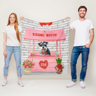 Schnauzer Dog Valentine's Day Kissing Booth Fleece Blanket