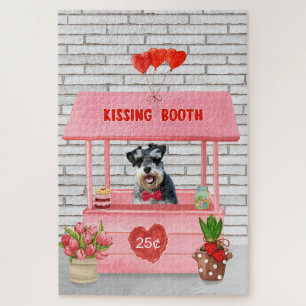 Schnauzer Dog Valentine's Day Kissing Booth Jigsaw Puzzle