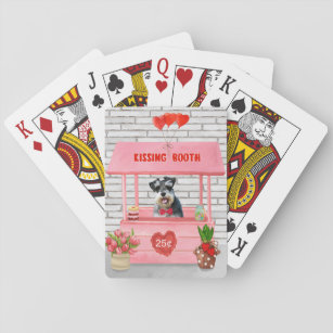 Schnauzer Dog Valentine's Day Kissing Booth Playing Cards