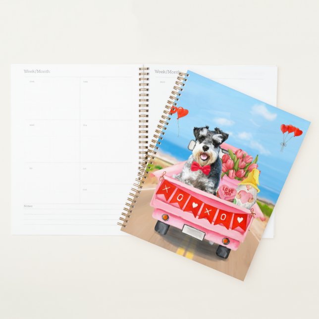 Schnauzer Dog Valentine's Day Truck Hearts Planner (Display)