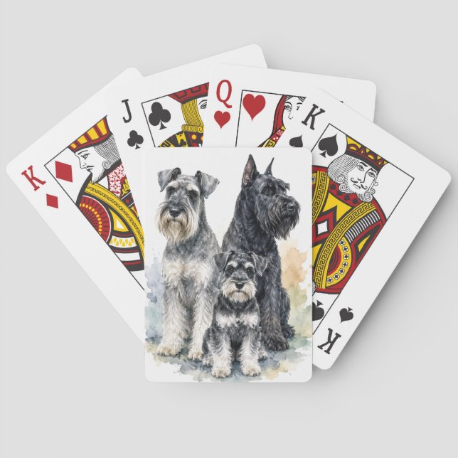 Schnauzer Dog Watercolor Playing Cards (Back)
