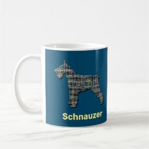 Schnauzer Dog Yellow & Black Grid Line Blue Coffee Mug