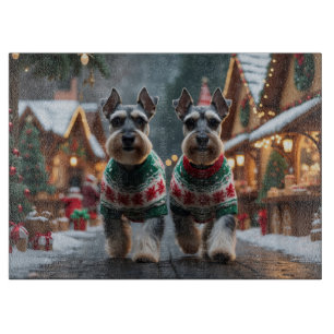 Schnauzer Dogs Christmas Snow Holiday  Cutting Board