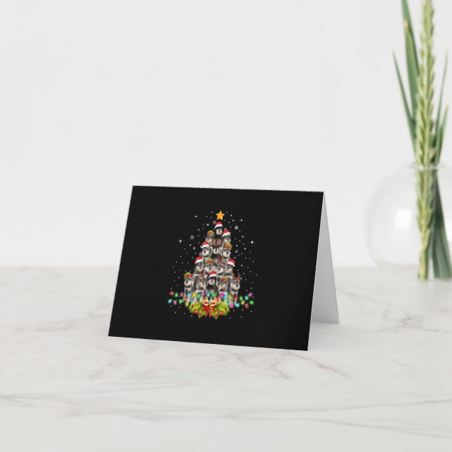 Schnauzer Dogs Tree Christmas Sweater Xmas Pet Note Card (Front)