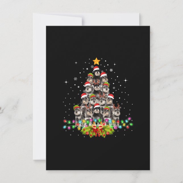 Schnauzer Dogs Tree Christmas Sweater Xmas Pet Thank You Card (Front)