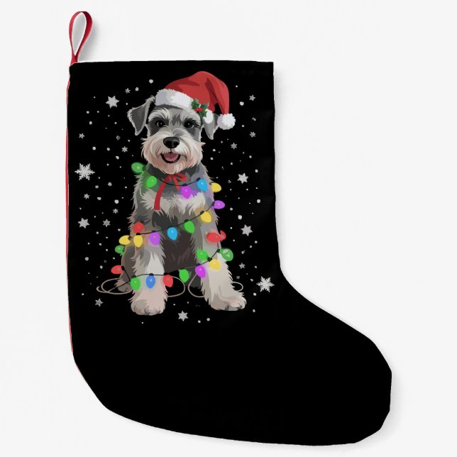 Schnauzer Dogs Tree Christmas Xmas Pet Animal Dog  Small Christmas Stocking (Front)
