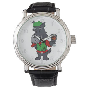 Schnauzer drinking a juice   choose back colour watch