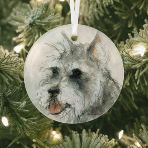 Schnauzer Face by Hevener Glass Ornament