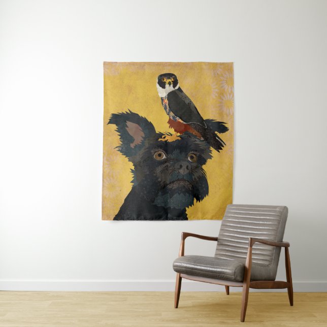SCHNAUZER & FALCON TAPESTRY (In Situ)