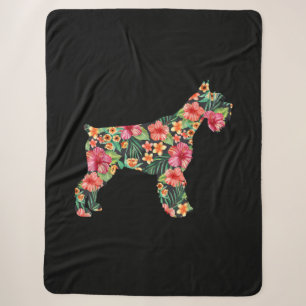Schnauzer Flower Funny Dog Silhouette Floral Gifts Sherpa Blanket