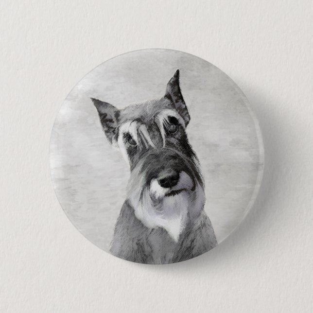 Schnauzer (Giant) Painting - Dog Art 2 Inch Round Button (Front)