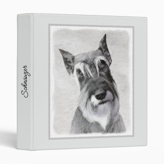 Schnauzer (Giant) Painting - Dog Art 3 Ring Binder (Front/Spine)