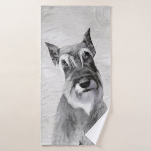 Schnauzer (Giant) Painting - Dog Art Bath Towel Set