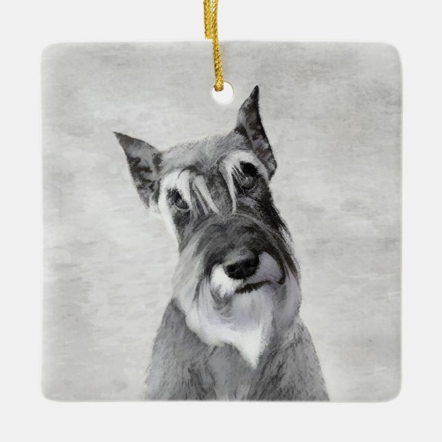 Schnauzer (Giant) Painting - Dog Art Ceramic Ornament (Front)