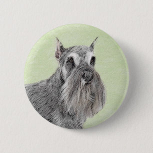 Schnauzer (Giant, Standard) Painting - Dog Art 2 Inch Round Button